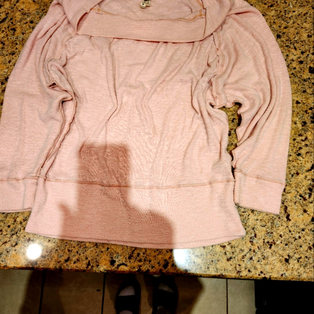 We The FREE Pink Cowl Neck Sweater